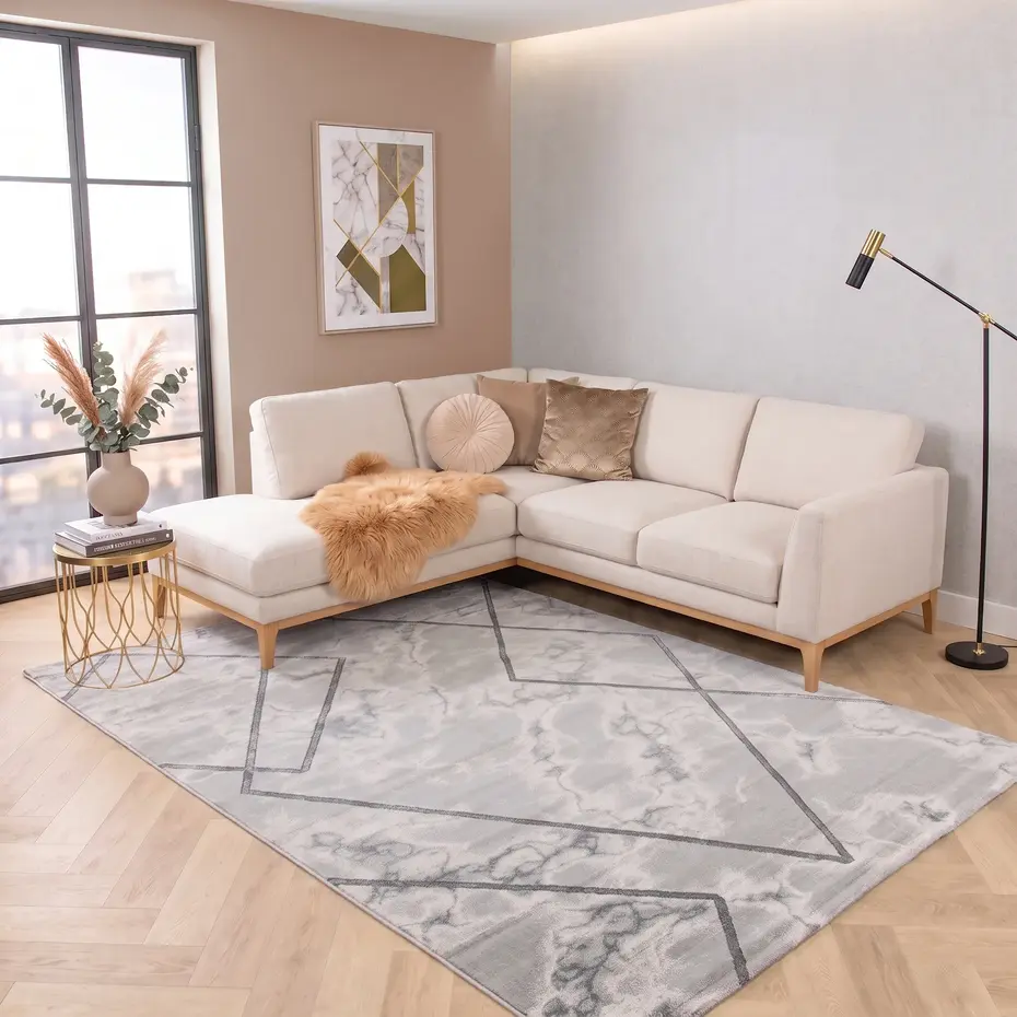 Alba Modern Grijs vloerkleed - Marmer Design