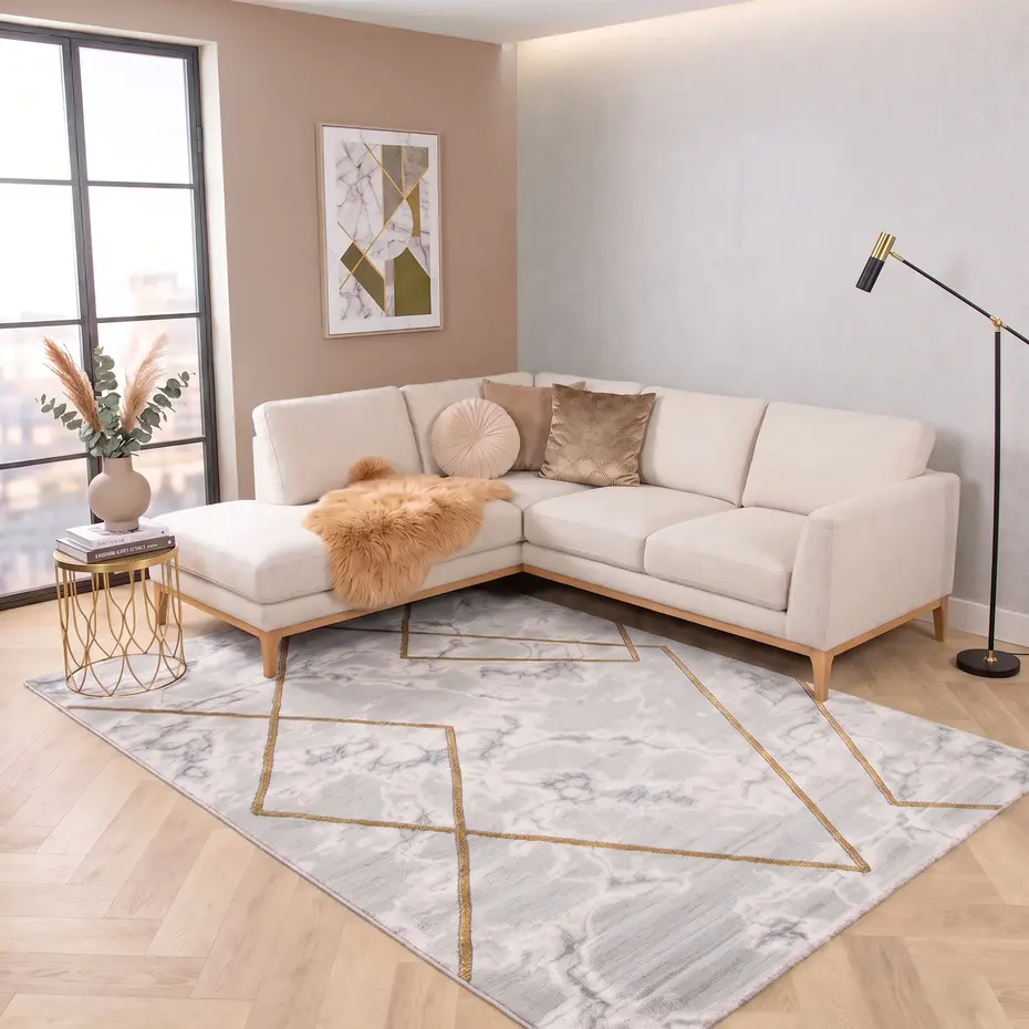 Alba Modern Grijs / Goud vloerkleed - Marmer Design Alba Modern Grijs / Goud vloerkleed - Marmer Design