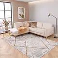 Alba Modern Grijs / Goud vloerkleed - Marmer Design
