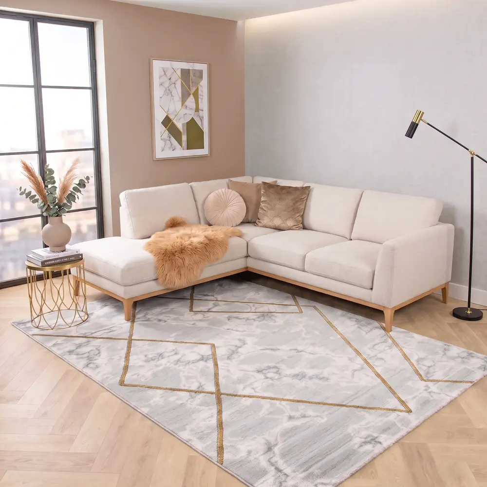 Alba Modern Grijs / Goud vloerkleed - Marmer Design Alba Modern Grijs / Goud vloerkleed - Marmer Design