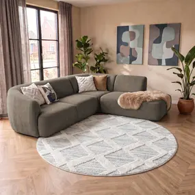 Sofia Modern Crème/Grijs Rond vloerkleed