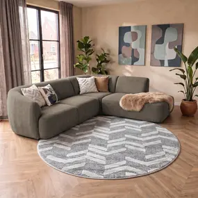 Sofia Modern Grijs Rond vloerkleed