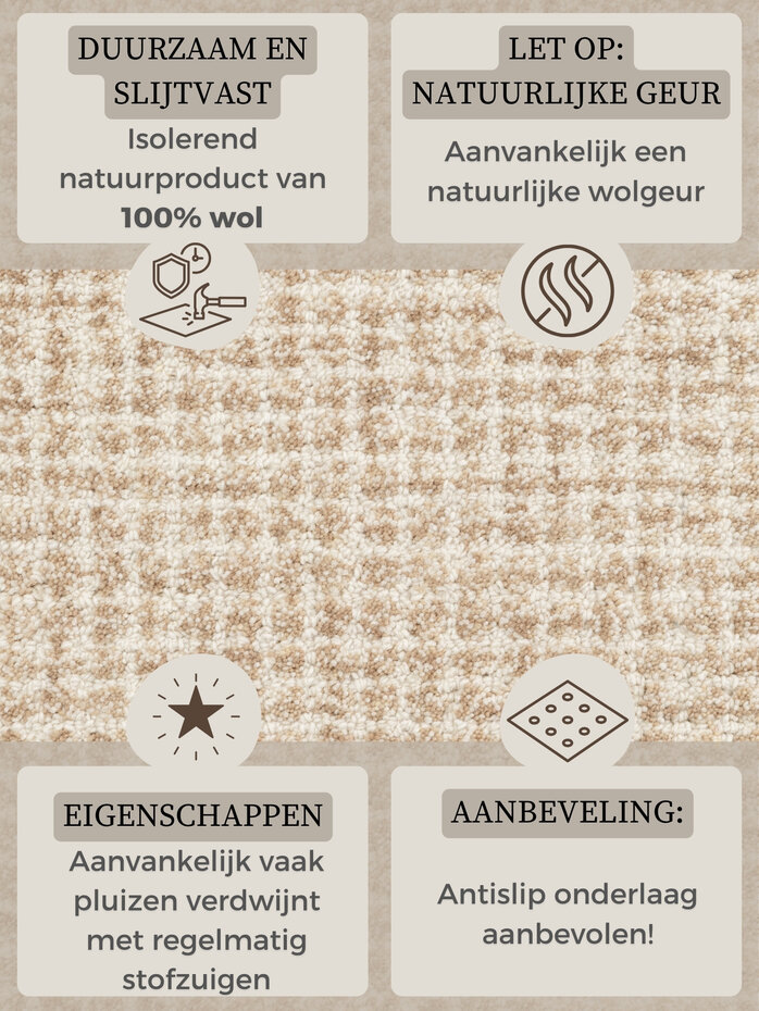 Wollen vloerkleed - Eloise Lichtbruin Wollen vloerkleed - Eloise Lichtbruin