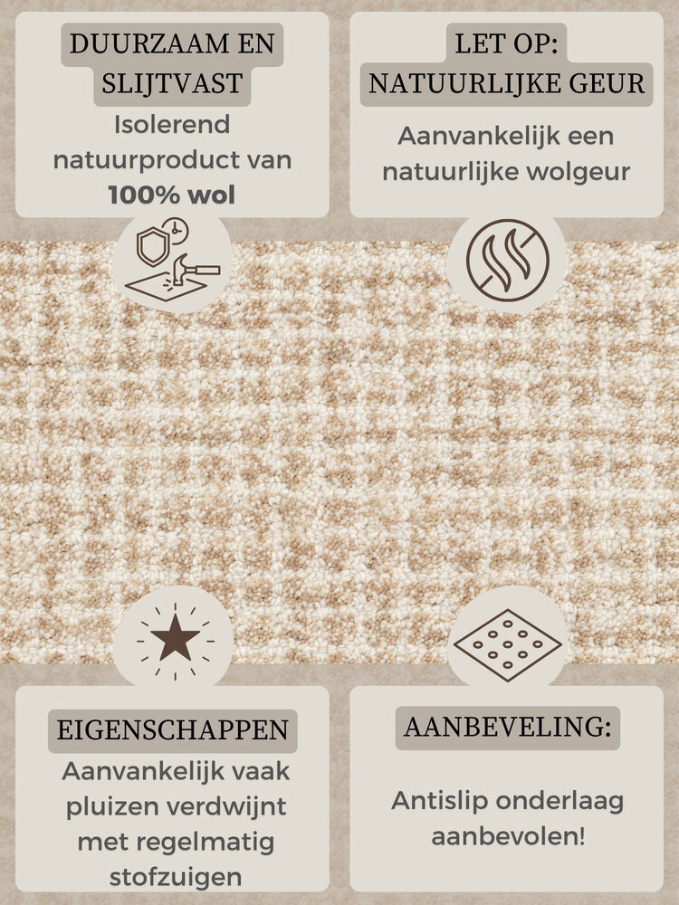 Wollen vloerkleed - Eloise Lichtbruin Wollen vloerkleed - Eloise Lichtbruin