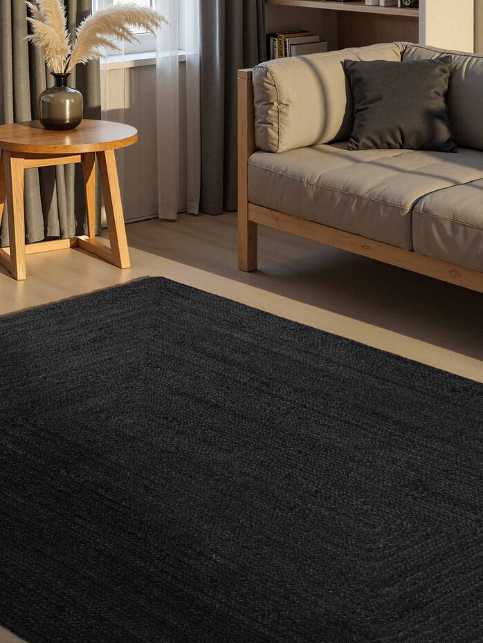 Jute vloerkleed - Juno Zwart Jute vloerkleed - Juno Zwart