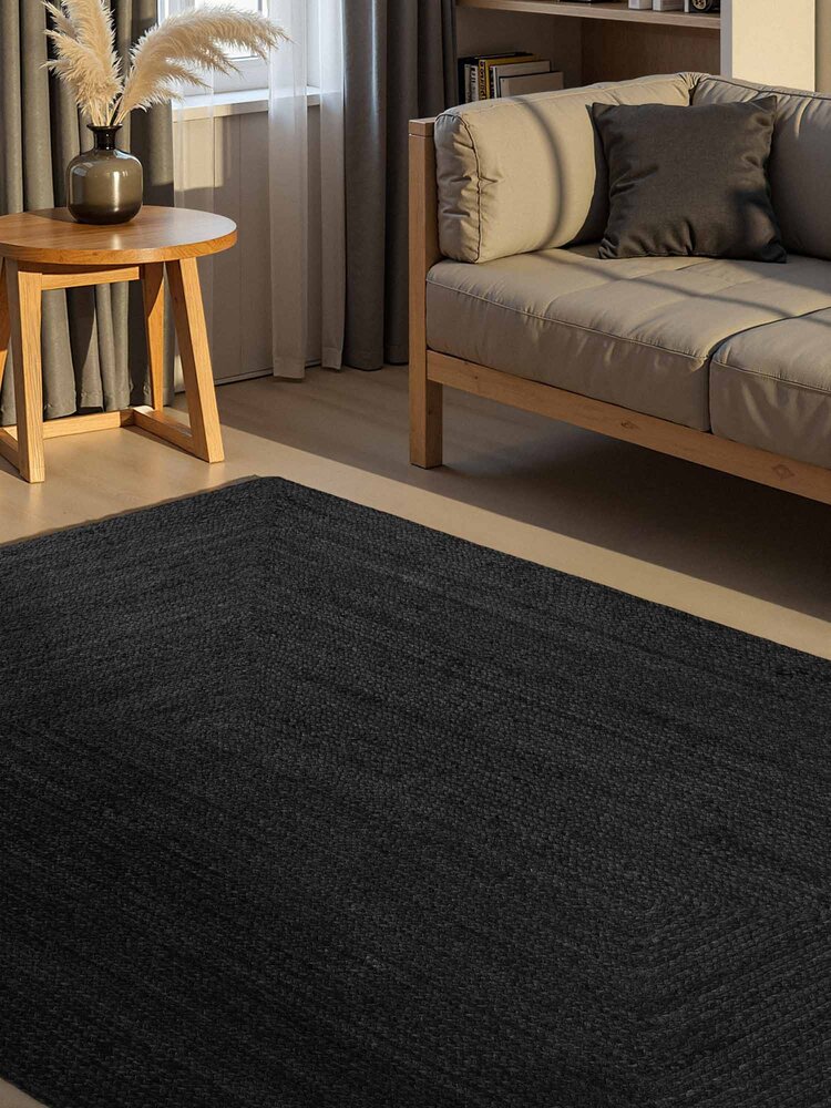Jute vloerkleed - Juno Zwart Jute vloerkleed - Juno Zwart
