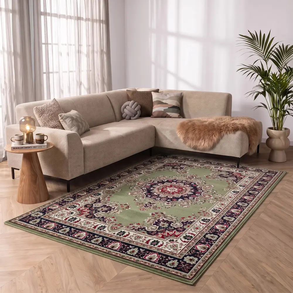 Klassiek vloerkleed - Tabriz Perzisch Groen Klassiek vloerkleed - Tabriz Perzisch Groen