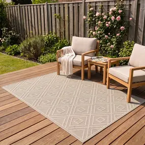 Tenedo Indoor & Outdoor Beige vloerkleed - Geruit Tenedo Indoor & Outdoor Beige vloerkleed - Geruit