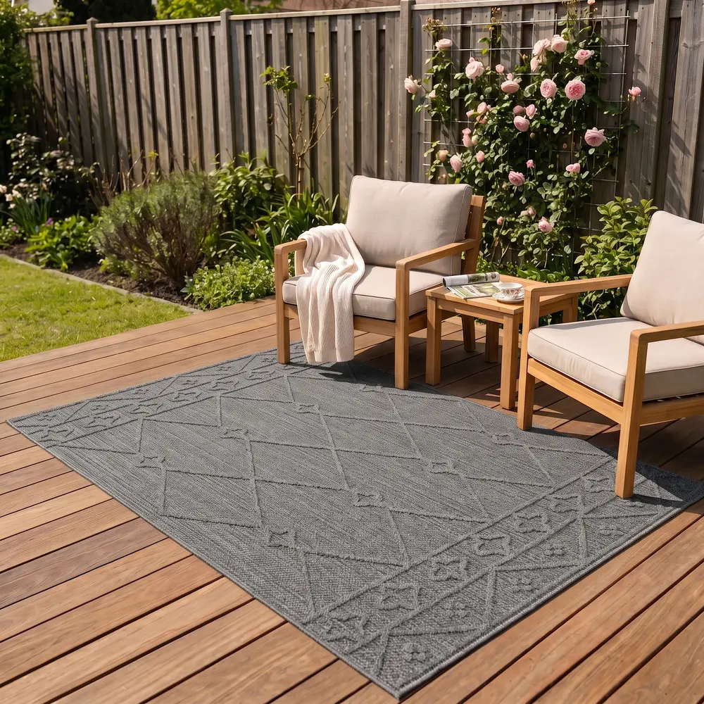 Tenedo Indoor & Outdoor Grijs vloerkleed - Geruit Tenedo Indoor & Outdoor Grijs vloerkleed - Geruit