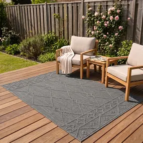 Tenedo Indoor & Outdoor Grijs vloerkleed - Geruit Tenedo Indoor & Outdoor Grijs vloerkleed - Geruit