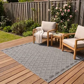 Tenedo Indoor & Outdoor Grijs vloerkleed - Geruit Tenedo Indoor & Outdoor Grijs vloerkleed - Geruit