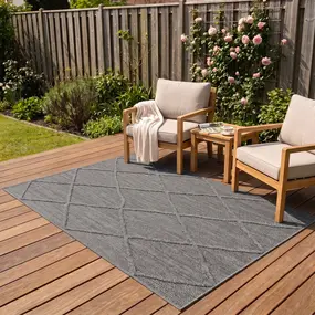Tenedo Indoor & Outdoor Grijs vloerkleed - Geruit Tenedo Indoor & Outdoor Grijs vloerkleed - Geruit