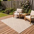 Tenedo Indoor & Outdoor Beige vloerkleed - Geruit