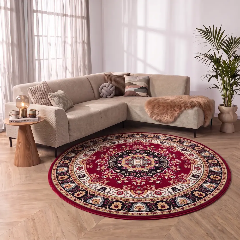 Rond klassiek vloerkleed - Tabriz Perzisch Rood Rond klassiek vloerkleed - Tabriz Perzisch Rood
