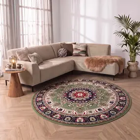 Rond klassiek vloerkleed - Tabriz Perzisch Groen