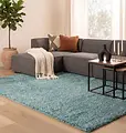 Azure Hoogpolig Aqua Blauw vloerkleed - Effen