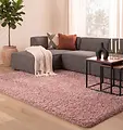 Azure Hoogpolig Roze vloerkleed - Effen