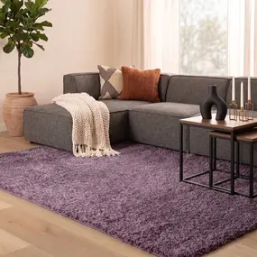 Azure Hoogpolig Paars vloerkleed - Effen Azure Hoogpolig Paars vloerkleed - Effen