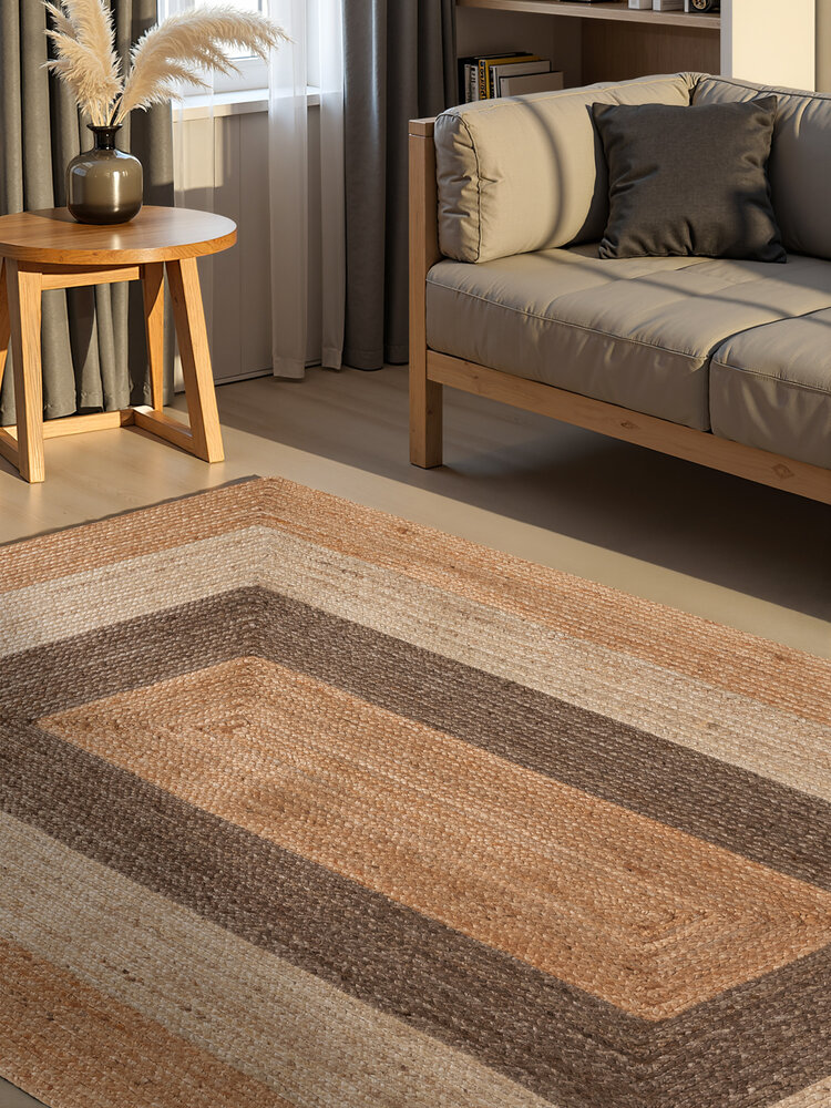 Jute vloerkleed - Juno Naturel/Taupe Jute vloerkleed - Juno Naturel/Taupe
