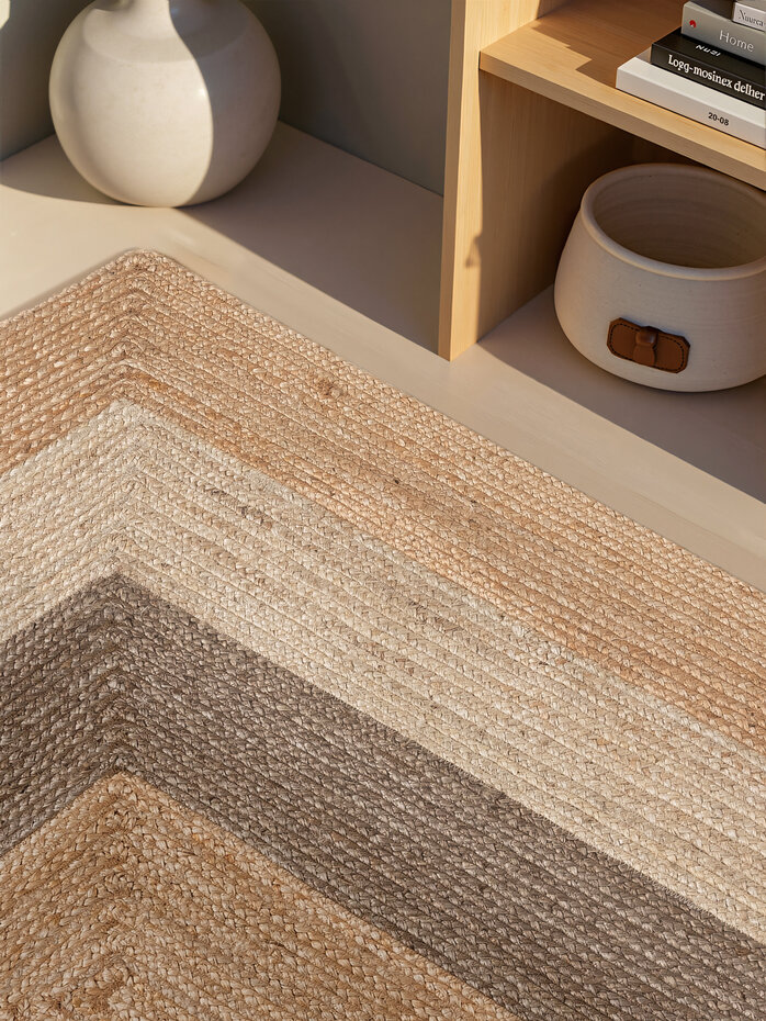 Jute vloerkleed - Juno Naturel/Taupe Jute vloerkleed - Juno Naturel/Taupe