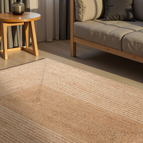 Jute vloerkleed - Juno Gestreept Naturel/Wit