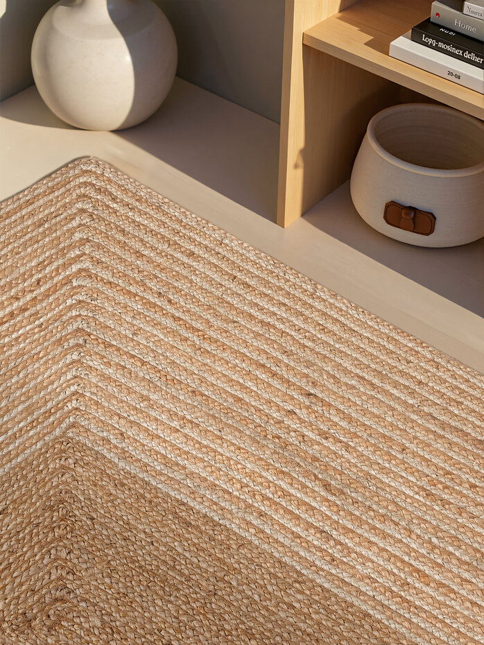 Jute vloerkleed - Juno Gestreept Naturel/Wit Jute vloerkleed - Juno Gestreept Naturel/Wit