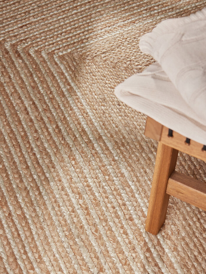 Jute vloerkleed - Juno Gestreept Naturel/Wit Jute vloerkleed - Juno Gestreept Naturel/Wit