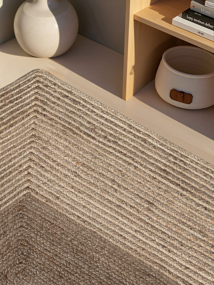 Jute vloerkleed - Juno Gestreept Taupe/Beige