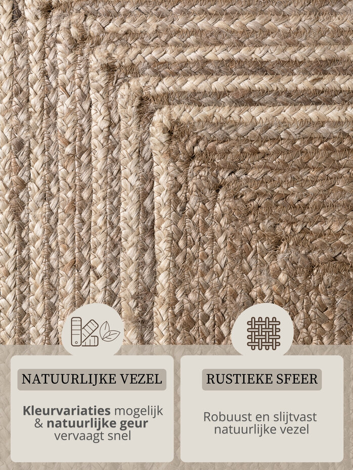 Jute vloerkleed - Juno Gestreept Taupe/Beige