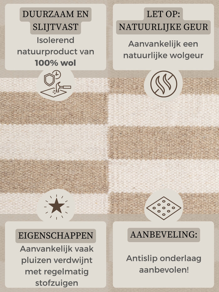 Wollen vloerkleed - Vika Beige/Wit Wollen vloerkleed - Vika Beige/Wit