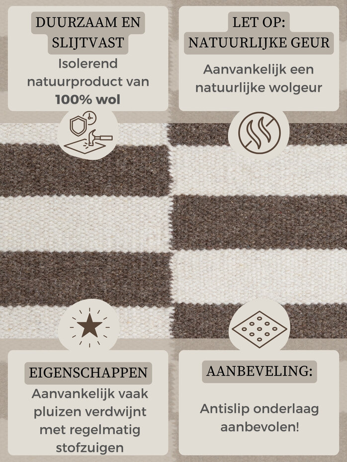 Wollen vloerkleed - Vika Bruin/Wit Wollen vloerkleed - Vika Bruin/Wit