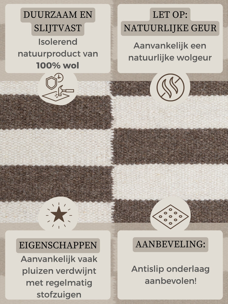 Wollen vloerkleed - Vika Bruin/Wit Wollen vloerkleed - Vika Bruin/Wit