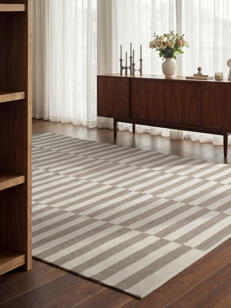 Wollen vloerkleed - Vika Taupe/Wit Wollen vloerkleed - Vika Taupe/Wit