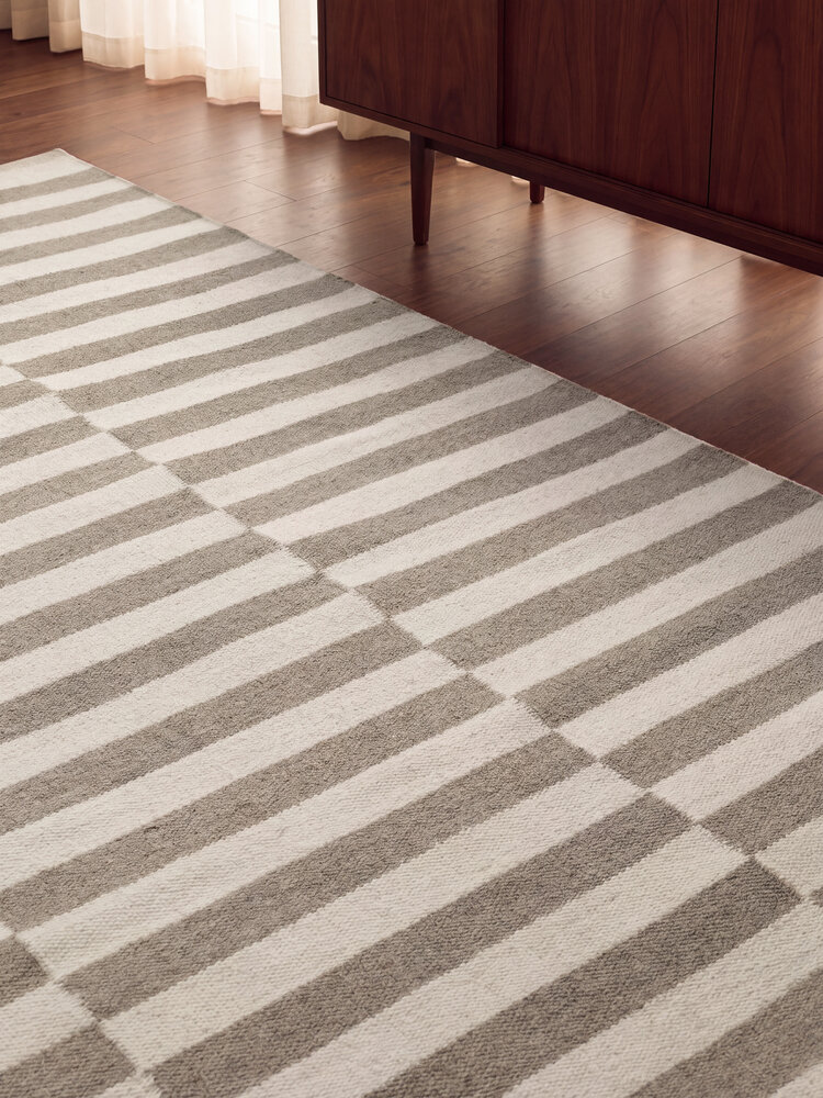 Wollen vloerkleed - Vika Taupe/Wit Wollen vloerkleed - Vika Taupe/Wit