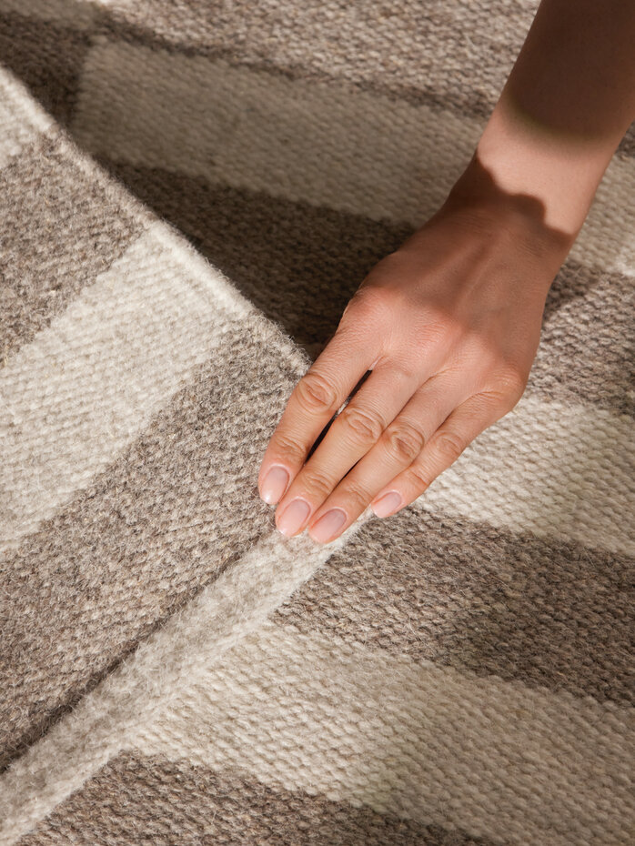 Wollen vloerkleed - Vika Taupe/Wit Wollen vloerkleed - Vika Taupe/Wit