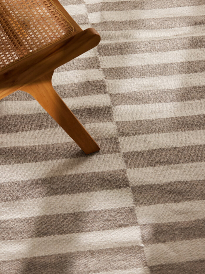Wollen vloerkleed - Vika Taupe/Wit Wollen vloerkleed - Vika Taupe/Wit