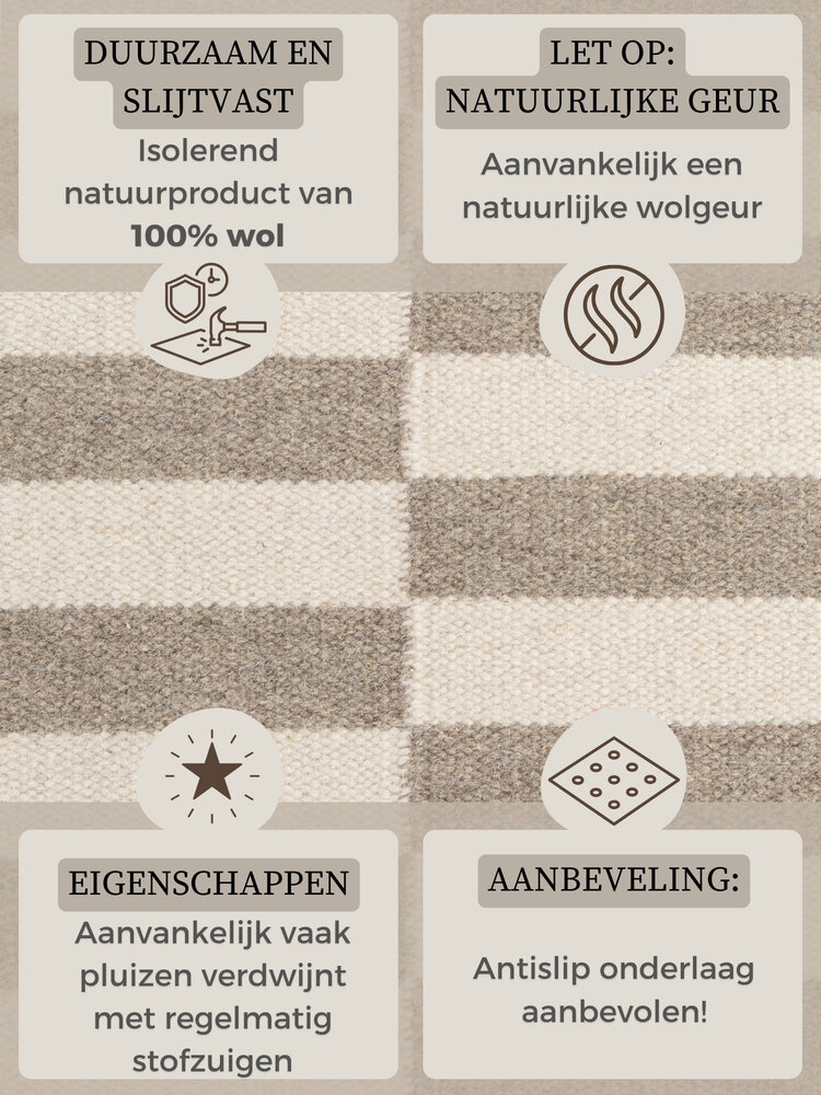 Wollen vloerkleed - Vika Taupe/Wit Wollen vloerkleed - Vika Taupe/Wit