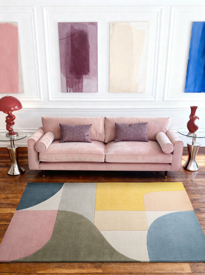 Geometrisch wollen vloerkleed - Westminster Curzon Creme/Kleurrijk Geometrisch wollen vloerkleed - Westminster Curzon Creme/Kleurrijk