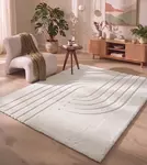 Japandi hoogpolig vloerkleed - Bohemian Arches Crème