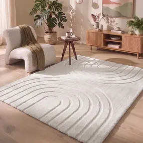 Zacht hoogpolig vloerkleed - Bohemian Arches Crème Zacht hoogpolig vloerkleed - Bohemian Arches Crème