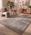 Japandi hoogpolig vloerkleed - Bohemian Arches Taupe
