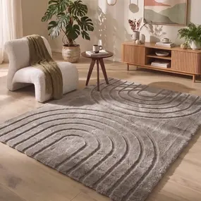 Zacht hoogpolig vloerkleed - Bohemian Arches Taupe