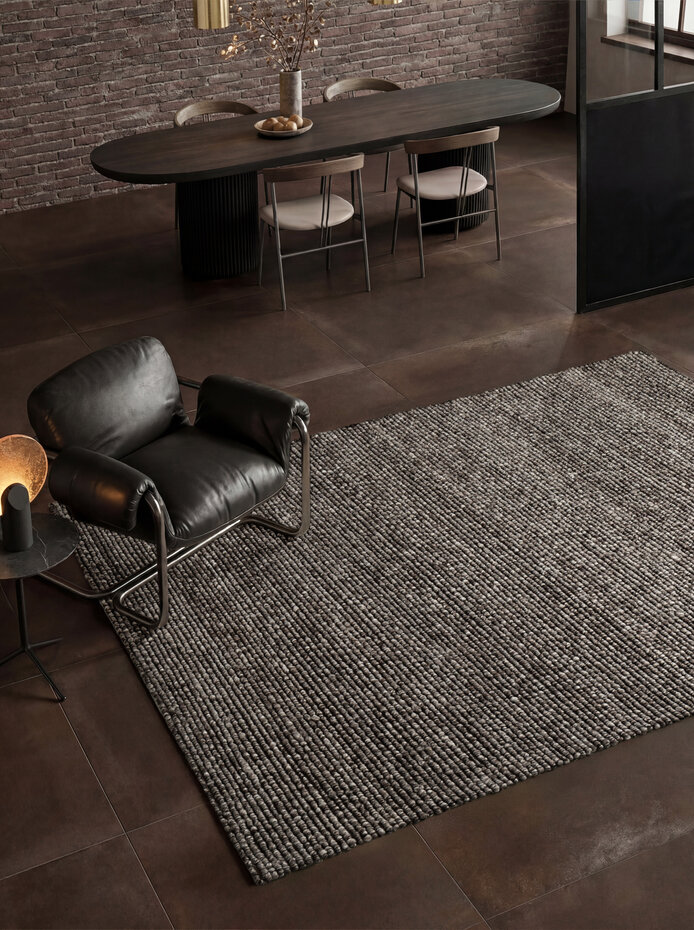 Laagpolig vloerkleed - Boucle Wilma Donkergrijs Laagpolig vloerkleed - Boucle Wilma Donkergrijs