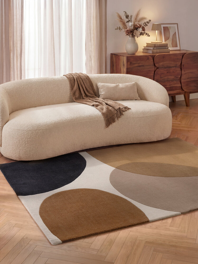 Abstract wollen vloerkleed - Ruvia Creme/Bruin Abstract wollen vloerkleed - Ruvia Creme/Bruin
