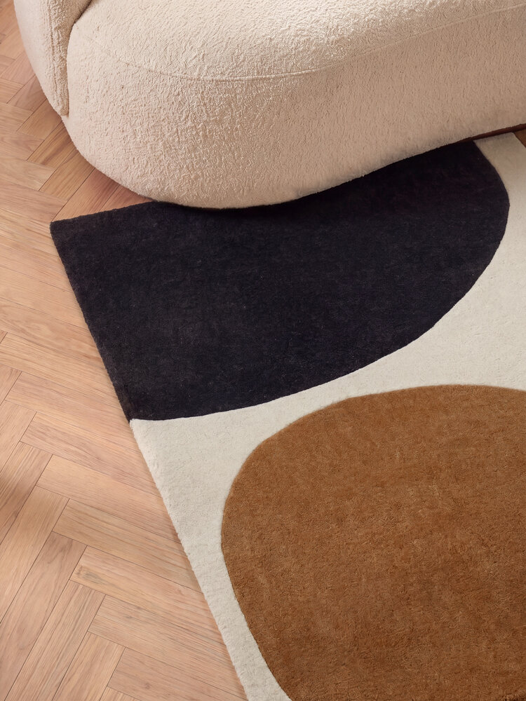 Abstract wollen vloerkleed - Ruvia Creme/Bruin Abstract wollen vloerkleed - Ruvia Creme/Bruin