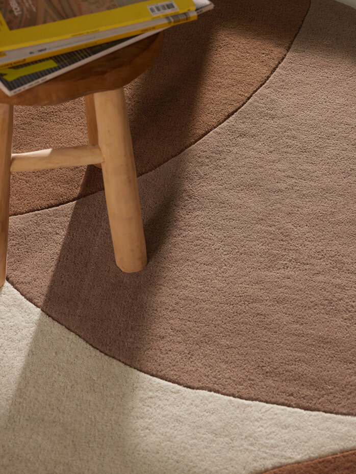 Abstract wollen vloerkleed - Ruvia Creme/Bruin Abstract wollen vloerkleed - Ruvia Creme/Bruin