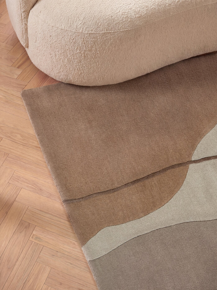 Abstract wollen vloerkleed - Muse Creme/Bruin Abstract wollen vloerkleed - Muse Creme/Bruin
