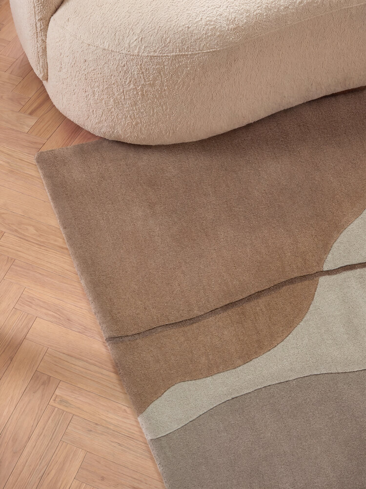 Abstract wollen vloerkleed - Muse Creme/Bruin Abstract wollen vloerkleed - Muse Creme/Bruin