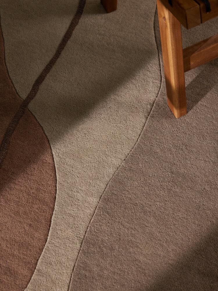 Abstract wollen vloerkleed - Muse Creme/Bruin Abstract wollen vloerkleed - Muse Creme/Bruin