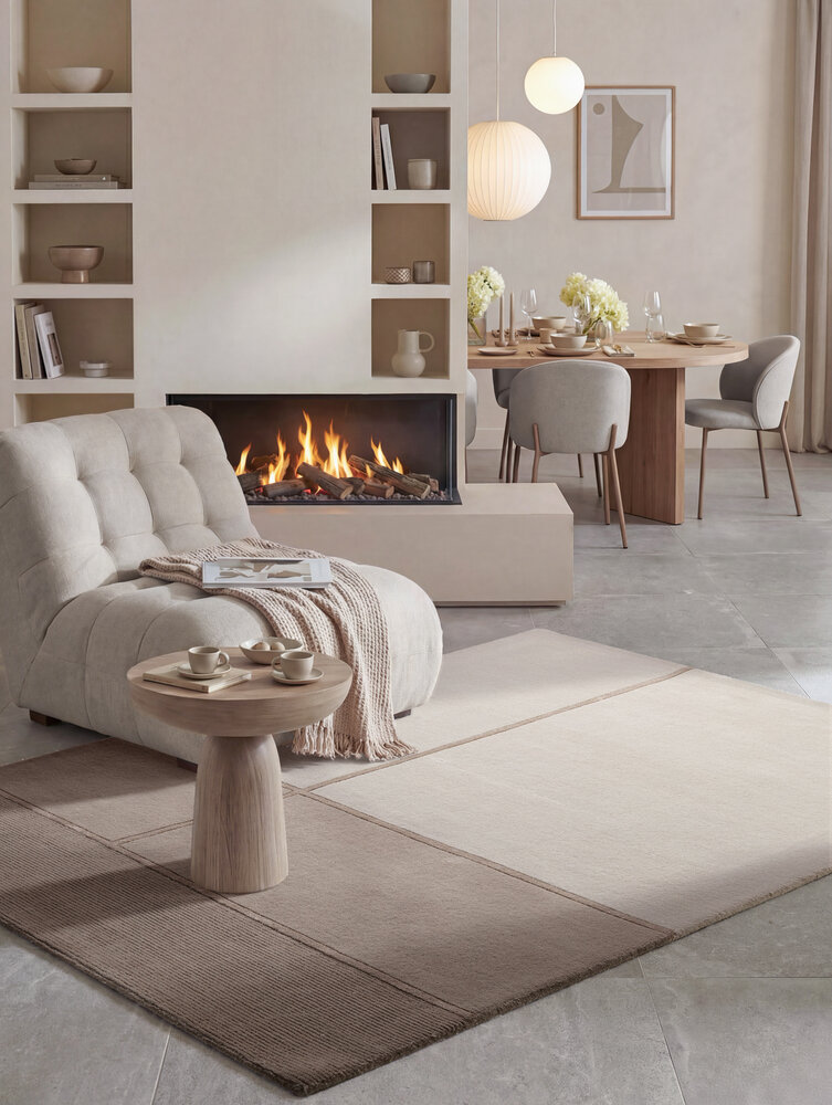 Wollen vloerkleed - Presilda Creme/Beige Wollen vloerkleed - Presilda Creme/Beige